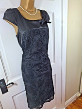 Pretty Fee G Black Floral Swirl Patterned Lined Dress, UK 12, Perfect Condition