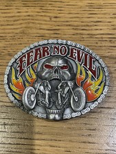 Fear No Evil Biker Belt Buckle MADE IN USA G9 1995 siskiyou buckle company