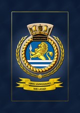 HMS VANGUARD FRAMED SHIPS CREST - HUNDREDS OF HM SHIPS IN STOCK