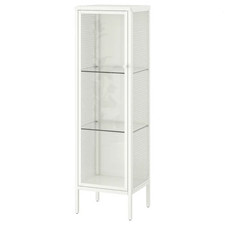 IKEA Large Glass Display Cabinet 3 Tier Storage Free Standing White 34x30x116 cm