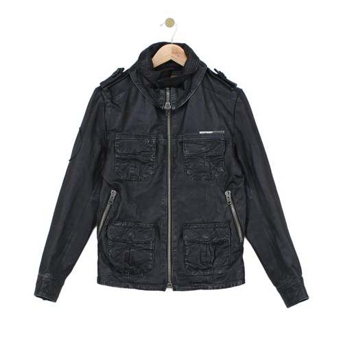 Superdry leather jacket - leather, mens