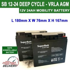 2 x SB12-24 12V 24AH (17AH 18AH 20AH 21AH 22AH) VRLA AGM Sealed Battery No Spill