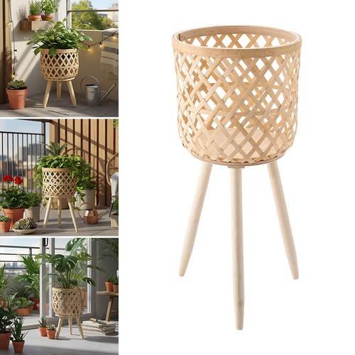Rattan plant stand bamboo - rattan,