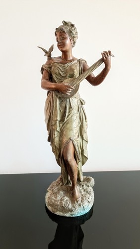 Large antique painted spelter - painted,