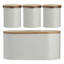 Typhoon Decorative Sugar, Bread Bin , Coffee , Tea Canister Set of 4 Piece Cream