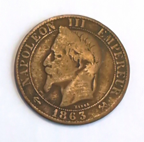 France 1863 coin five - 1863, "five