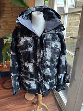 Surfanic Mens Black/White Hip Length Ski Jacket Removable Hood Size Extra Small