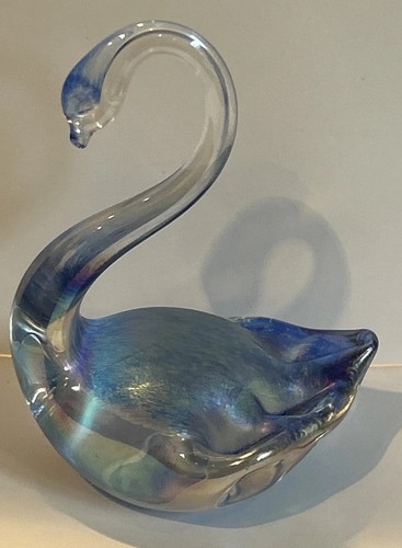 Vintage heron glass blue - glass,