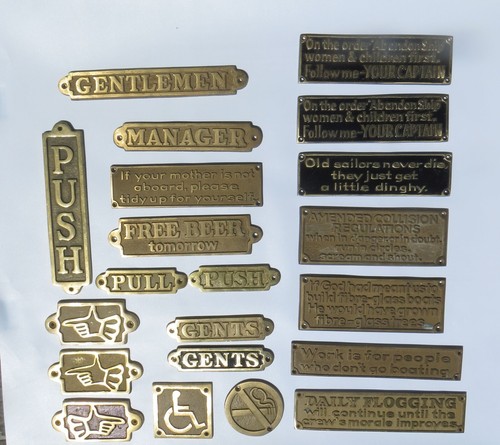 Nautical brass signs plaques - brass, &