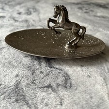 Vintage SEBA Silver Plated Prancing Horse Trinket Dish C. 1950 Made In England