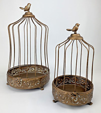 Set of 2 Round Birdcages in Vintage Copper Finish