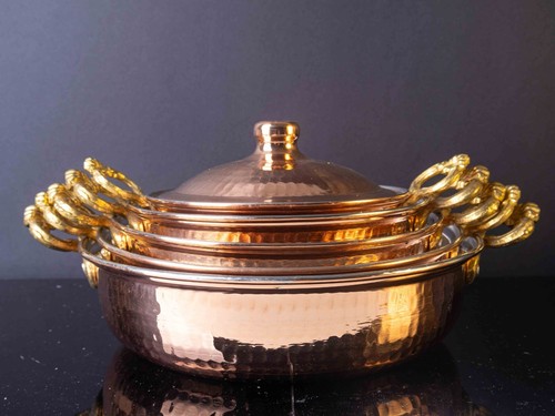 Handmade solid copper pan set - solid,