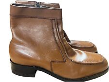 Sz 9 D NOS Mens Vtg 70s Beatle Boots Leather  Steel Toe Side Zip Chelsea Shoes