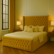 Chesterfield Wingback Velvet Bed Frame–UK Handmade Luxury with Optional Gas Lift