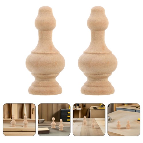 Khaki solid wood finials 12pcs - khaki,