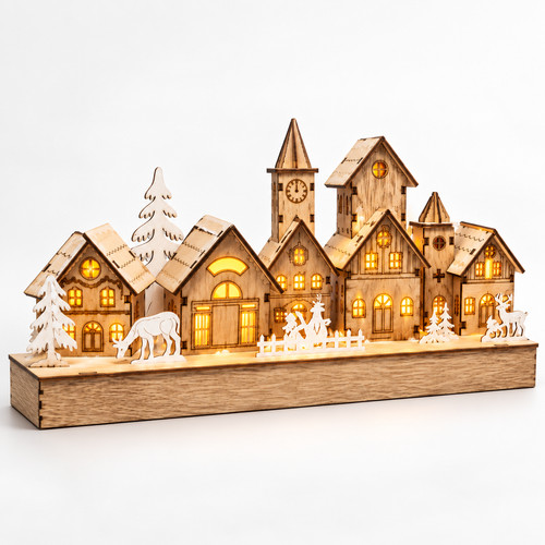 Wooden christmas village scene - christmas,