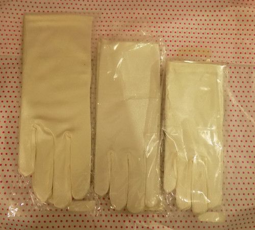 Ivory satin gloves - satin,