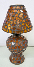Mosaic Vintage Antique Tea Light Decorative Candle Lamp Glass Shade 7 Inches Yel