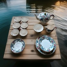 Vintage Teaset “Royal Cauldon Victoria” 22 Pc Floral Gold Leaf 