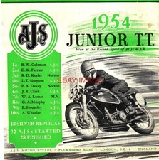 Original Advert FOR A.J.S Motorcycles 1954 Junior T.T. Magazine Cover Print 731K
