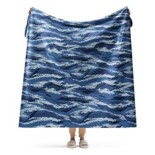 Russian Tiger Stripe Kamysh Blue CAMO Sherpa blanket