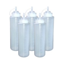 5pcs 32oz 1000ml Plastic Clear Squeeze Sauce Bottle Mayo Dispenser Bottles UK