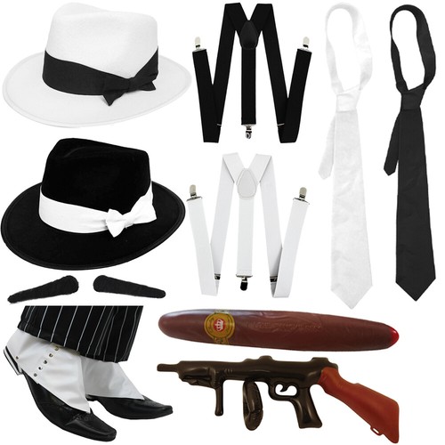 Mens gangster hat tie - mens, braces
