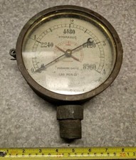 Antique HYDRAULIC PRESSURE GAUGE Brass Victorian Steam Engine Water Pump Vintage