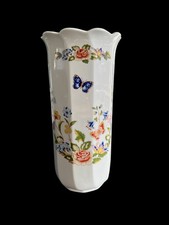 Aynsley bone china Cottage Garden 10 inch FLUTED vase, unboxed, made in England.