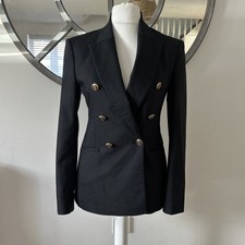 Zara Smart Blazer Classic Black Double Breasted Jacket Size XS Uk 6 8 Xtra Small