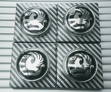 4x VAUXHALL ALLOY WHEEL CENTRE HUB CAPS BLACK-CHROME 60mm ADAM CORSA ASTRA VXR