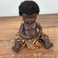 1950s Rosebud Black Baby Doll With Hair In Original Outfit