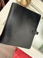 Vintage Filofax A5 Press Stud Organiser Diary Real Leather Black Finsbury