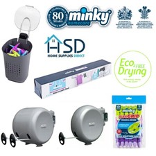 Minky Retractable Clothes Washing Line Reel Outdoor Pegs Cloth Drying Accessory