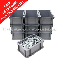NEW 10 x 5 Litre Strong Grey Plastic Parts Storage Euro Container Boxes Box Bins