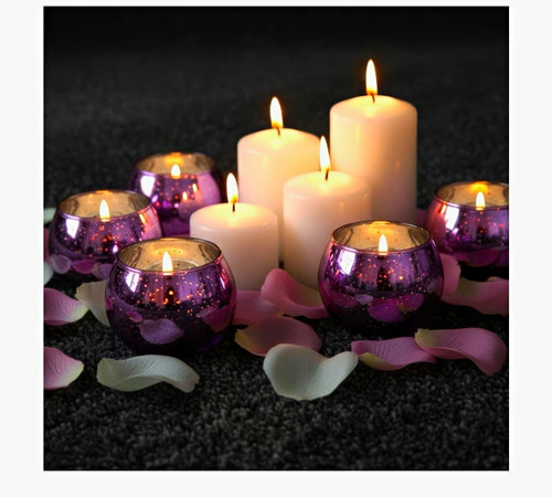 12x purple glass tealight - purple,