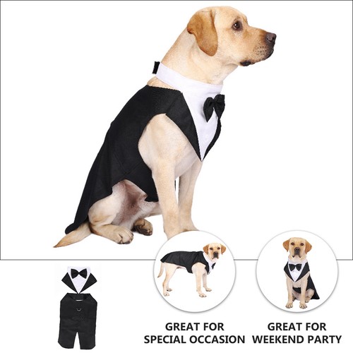 White cotton pet formal tuxedo - cotton,