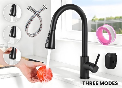 Matt black monobloc - black, kitchen