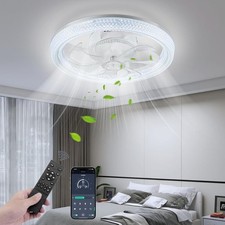 Large LED Ceiling Fan with Lighting LED Light Adjustable Wind + Remote 6 Speed