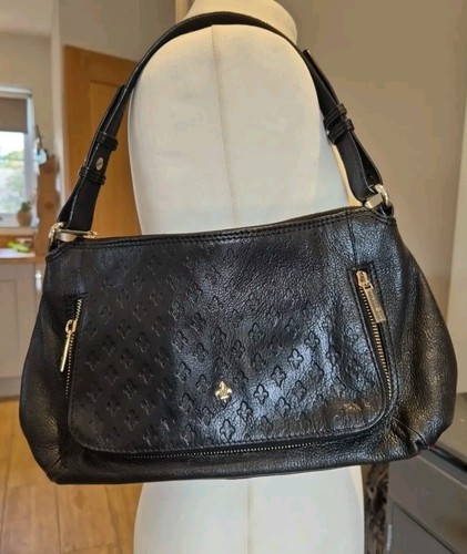 Black leather handbag - leather, by