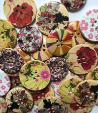 40 mixed large round wooden