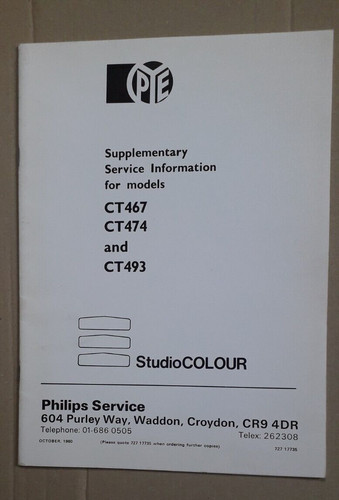 Pye ct467 ct474 - , ct493