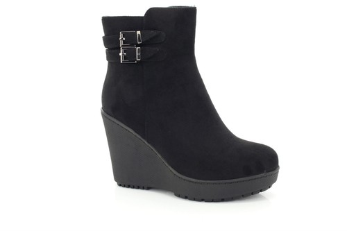 Ladies black suede - black, buckle