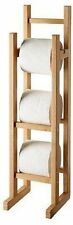 BAMBOO WOODEN TOILET ROLL STORAGE HOLDER STAND FREE STANDING CLASSIC FINISH NEW 