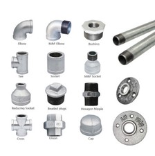 GALVANISED MALLEABLE IRON PIPE FITTINGS BSP WATER STEAM AIR GAS GALV TUBE