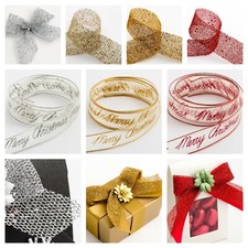 25mm Christmas Glitter Ribbon