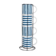 Blue Stripes Stacking Mugs Set