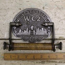 Classic Vintage Toilet Roll Holder Covent Garden WC2 Antique Iron and Wood 6"