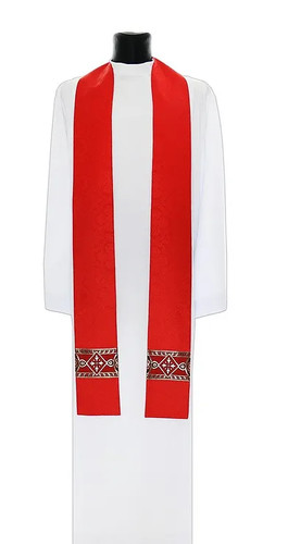 Red damask priest stole - stole, set