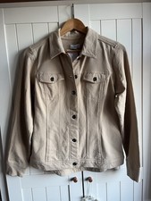 Denim & Co. Comfy Denim Style Jacket with Collar - Size Medium (Latte)  New
